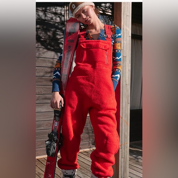 Free People Pants - Free People Movement Hit The Slopes Salopette Fleece Fuzzy Adjustable St…